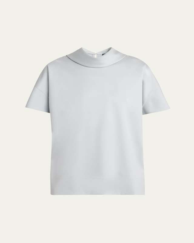 Mock-Neck Wool Silk Top